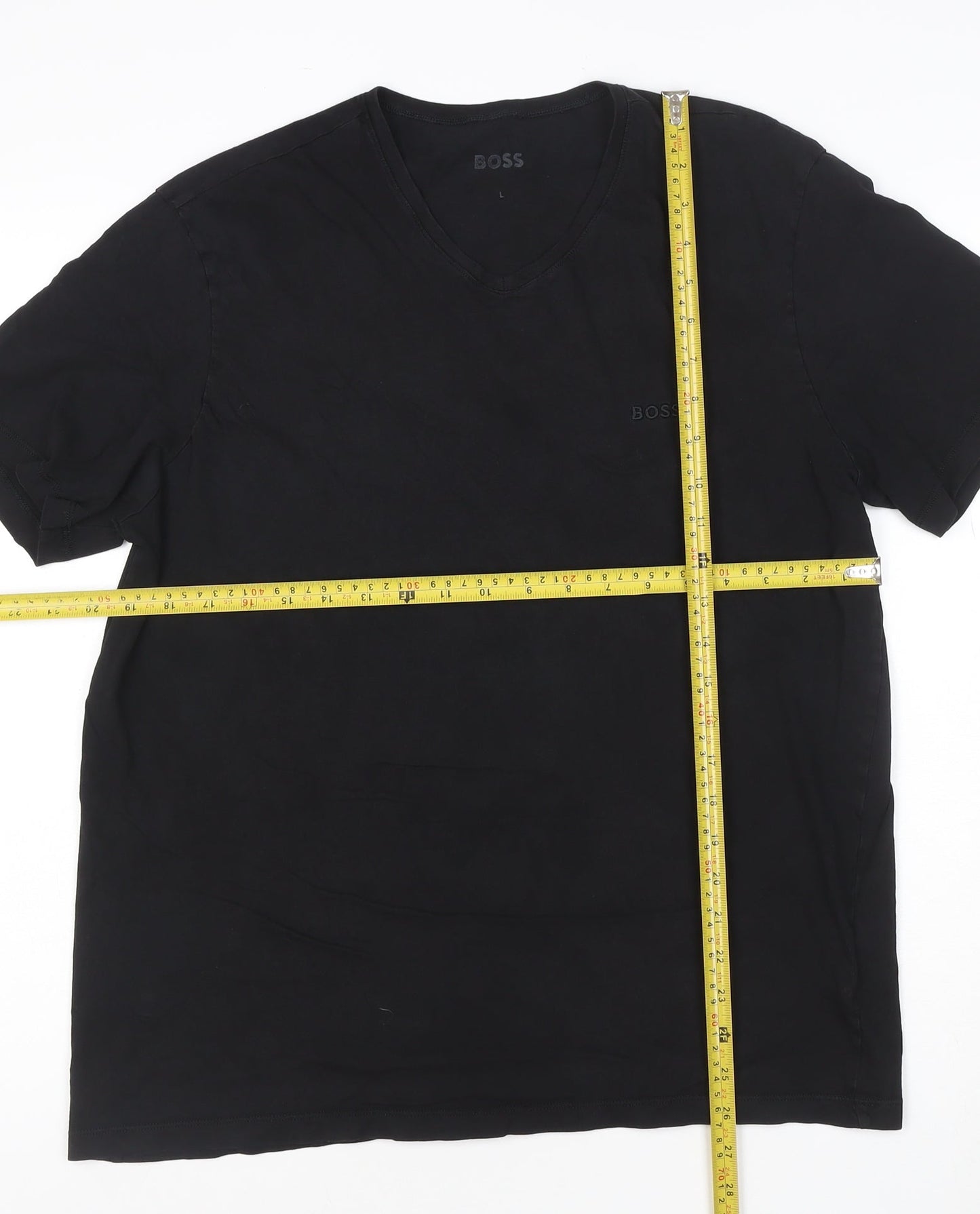 BOSS Men's Black V-Neck Cotton T-Shirt Size L