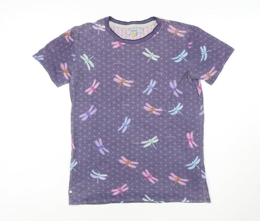 Baker by Ted Baker Girls Purple Dragonfly Print Cotton T-Shirt Age 11-12