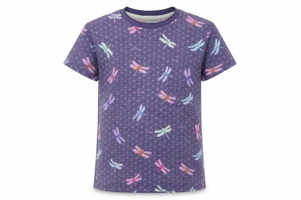 Baker by Ted Baker Girls Purple Dragonfly Print Cotton T-Shirt Age 11-12