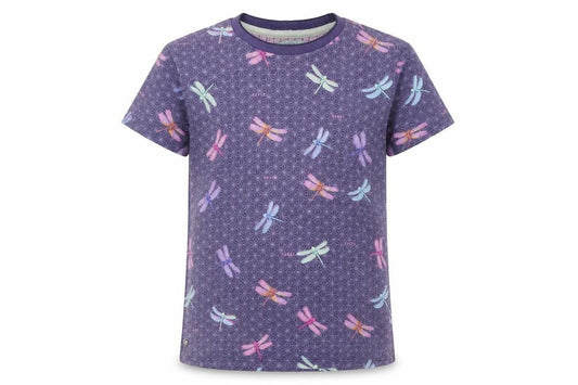 Front view of Baker by Ted Baker girls’ purple dragonfly print cotton t-shirt age 11-12