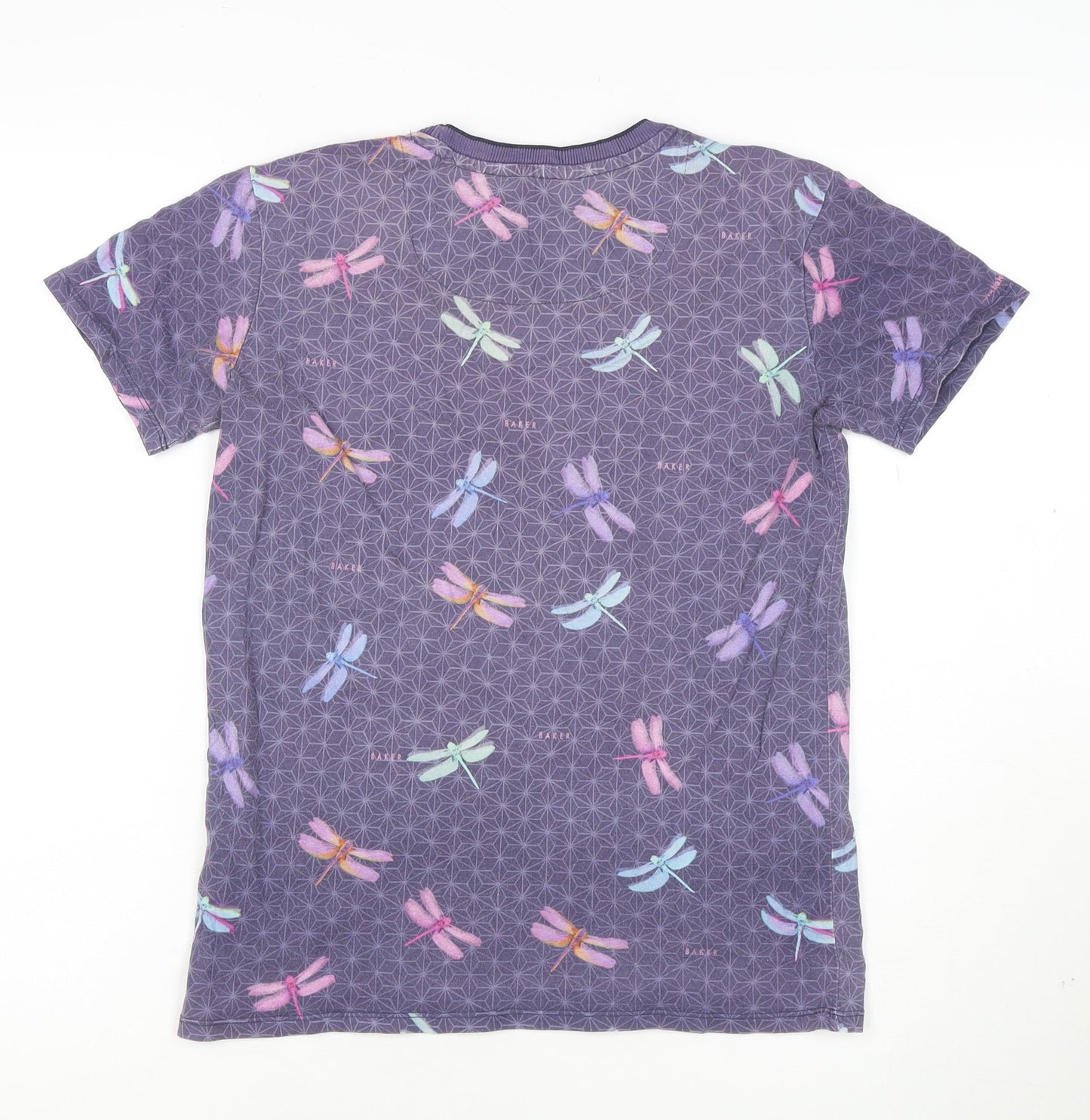 Baker by Ted Baker Girls Purple Dragonfly Print Cotton T-Shirt Age 11-12