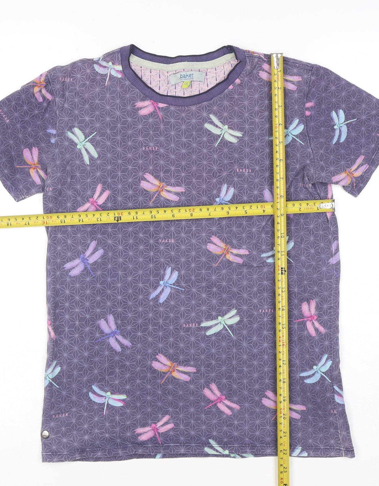 Baker by Ted Baker Girls Purple Dragonfly Print Cotton T-Shirt Age 11-12