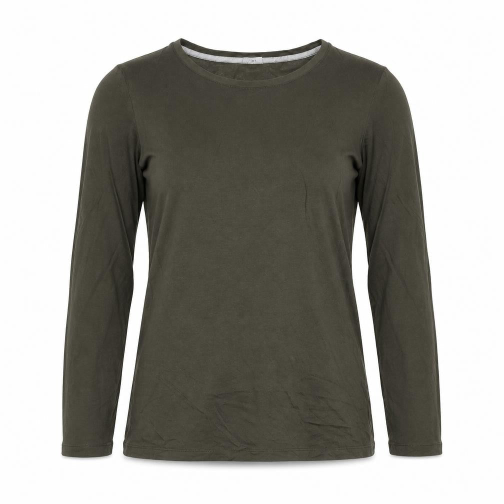 Jigsaw Women Green Modal Cotton Long Sleeve Crew Neck T-Shirt Size S