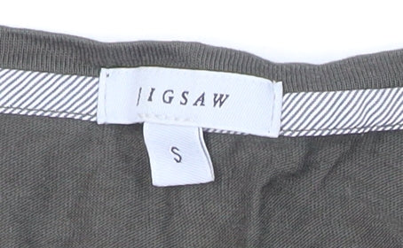 Jigsaw Women Green Modal Cotton Long Sleeve Crew Neck T-Shirt Size S