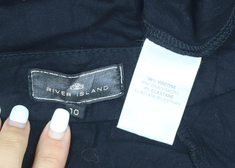 River Island Women's Black Size 10 Short Sleeve Jersey Top