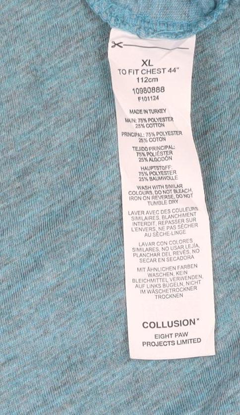 Collusion Men's Blue Crew Neck XL Short Sleeve T-Shirt