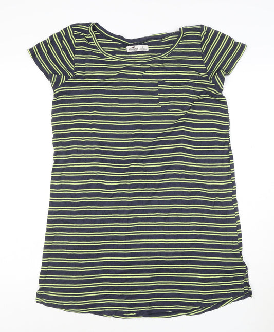Hollister Women's Blue Striped Short Sleeve Cotton Modal T-Shirt Size S