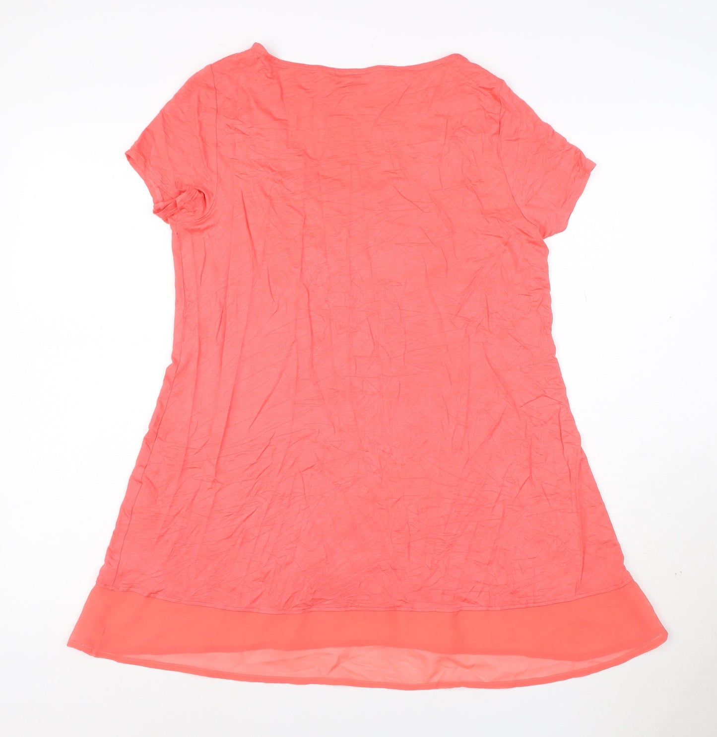 Marks and Spencer Womens Pink Size 14 Short Sleeve Scoop Neck Jersey Top