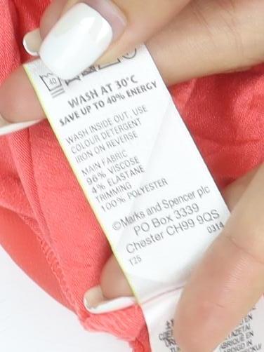 Marks and Spencer Womens Pink Size 14 Short Sleeve Scoop Neck Jersey Top