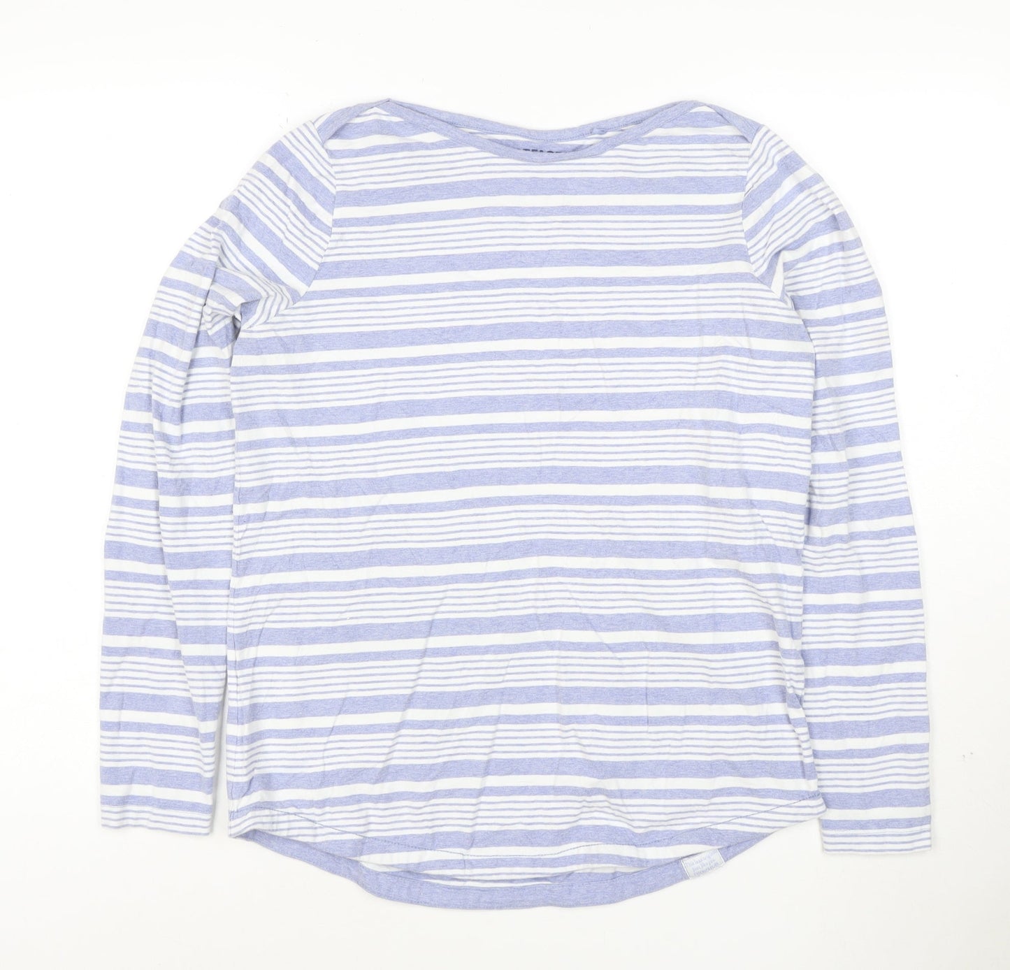FatFace Women Blue Striped Long Sleeve Organic Cotton T-Shirt UK 10