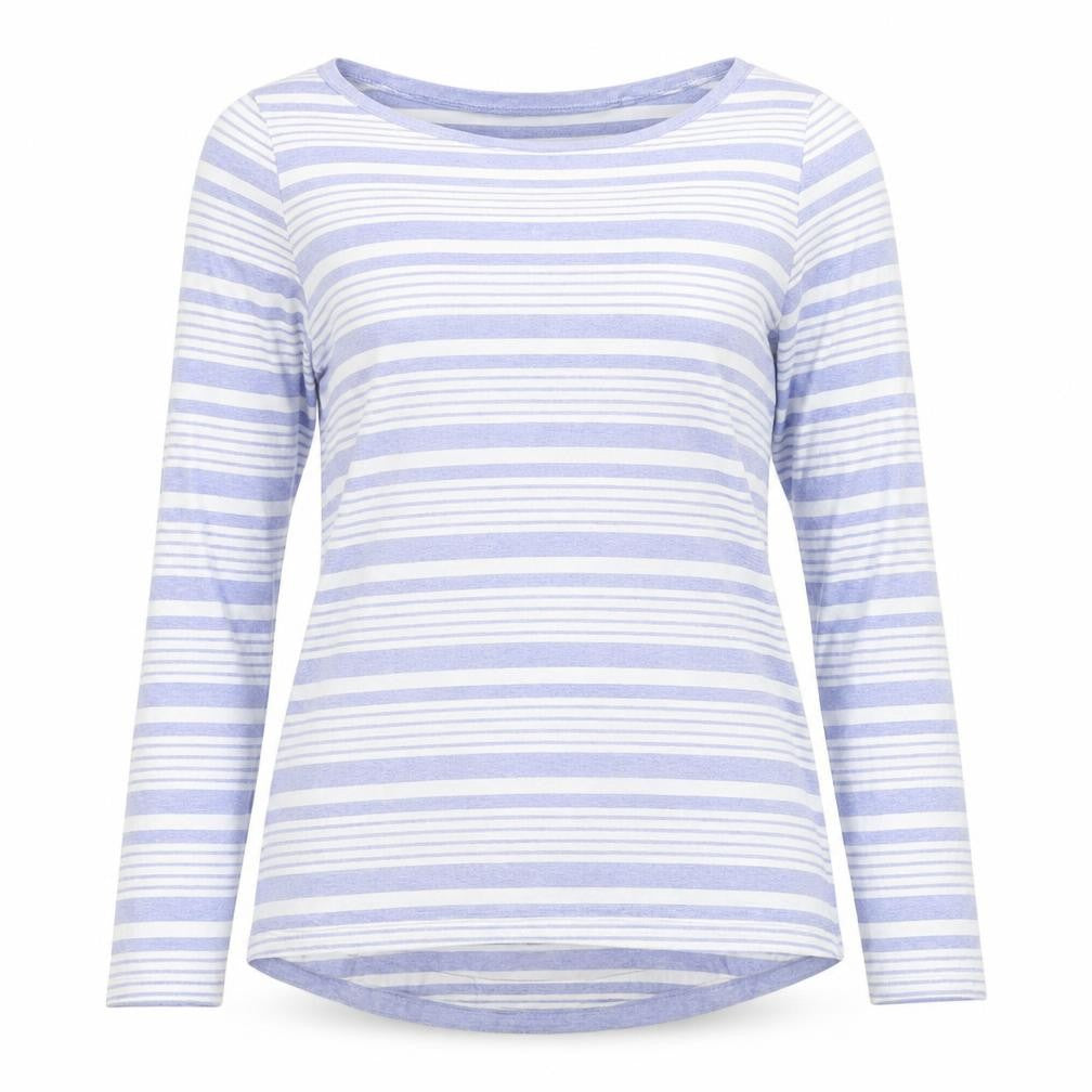 FatFace Women Blue Striped Long Sleeve Organic Cotton T-Shirt UK 10