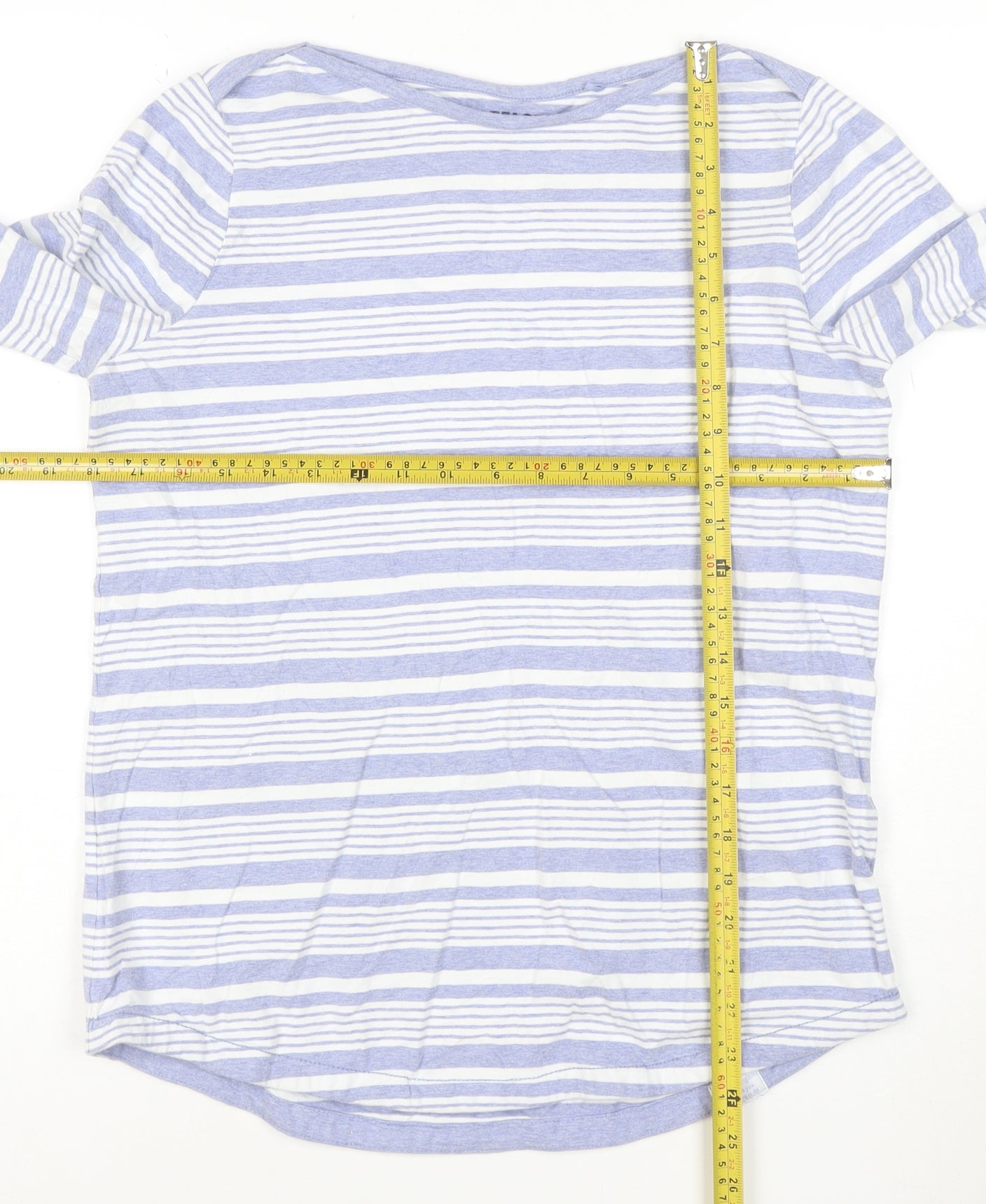 FatFace Women Blue Striped Long Sleeve Organic Cotton T-Shirt UK 10