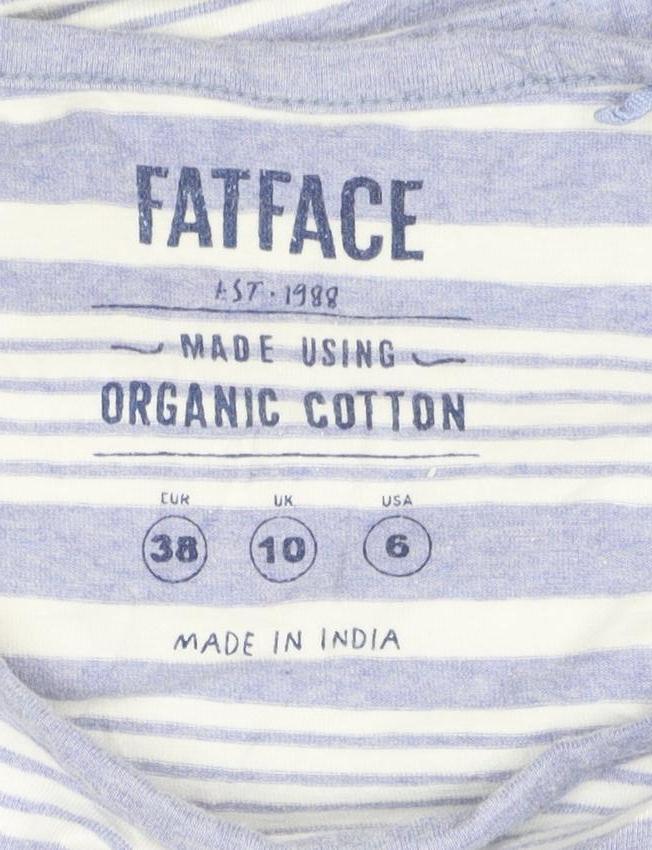 FatFace Women Blue Striped Long Sleeve Organic Cotton T-Shirt UK 10