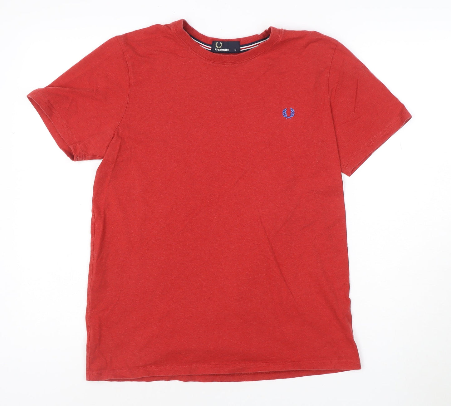 Fred Perry Men's Red Cotton Crew Neck Short Sleeve T-Shirt M