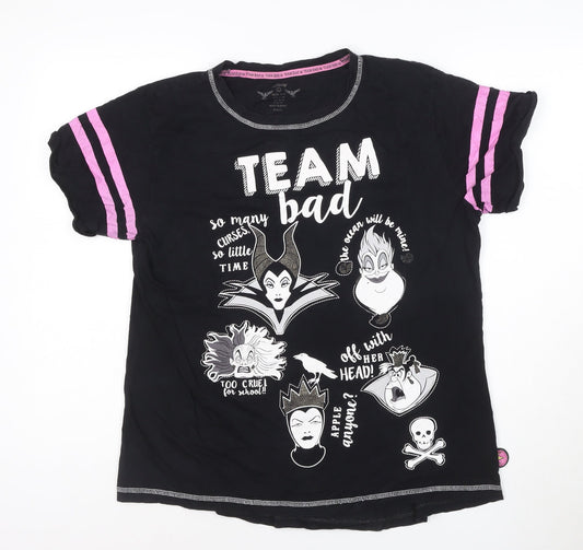 Disney Women Black L Graphic Team Bad Villains T-Shirt