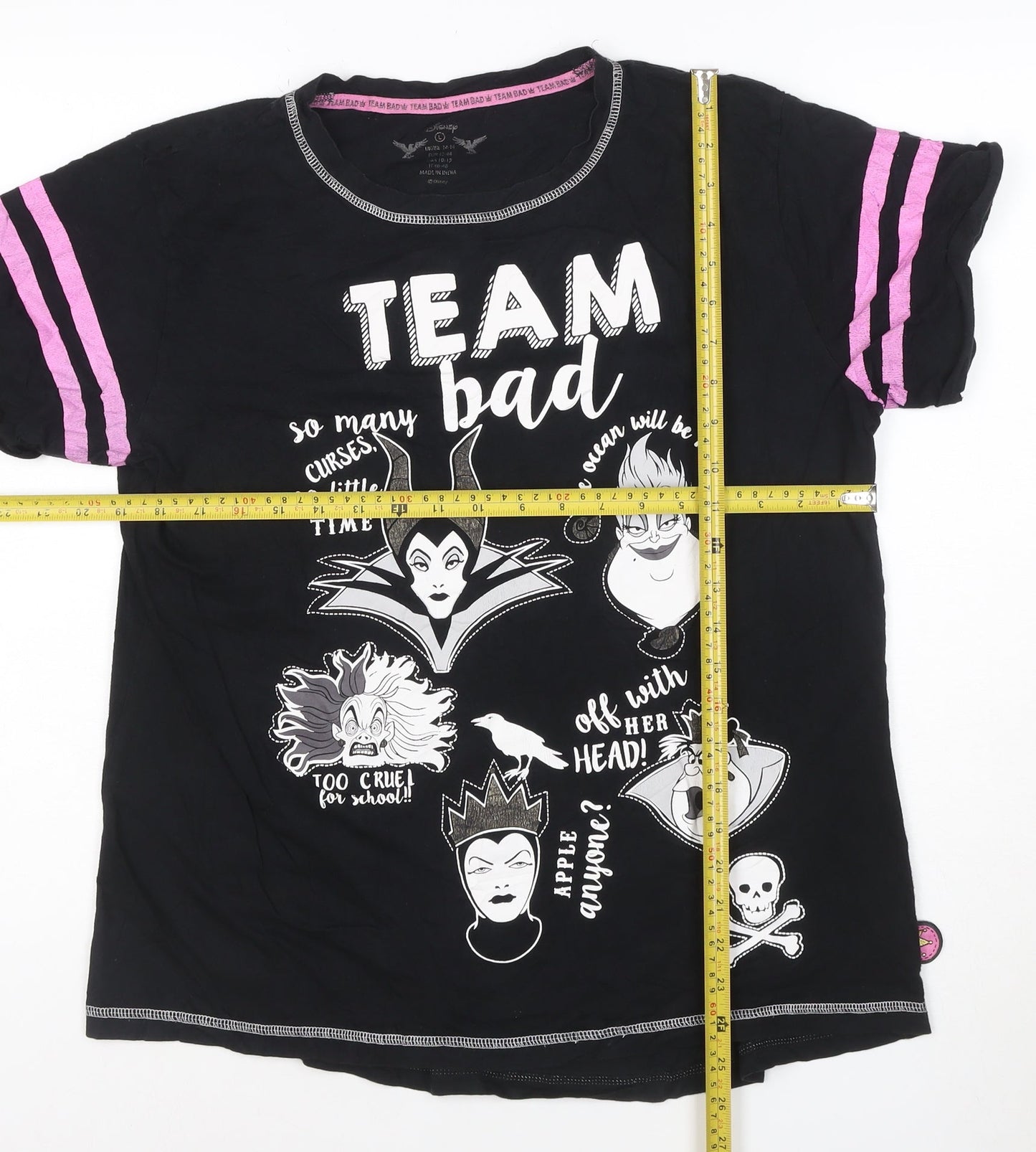 Disney Women Black L Graphic Team Bad Villains T-Shirt