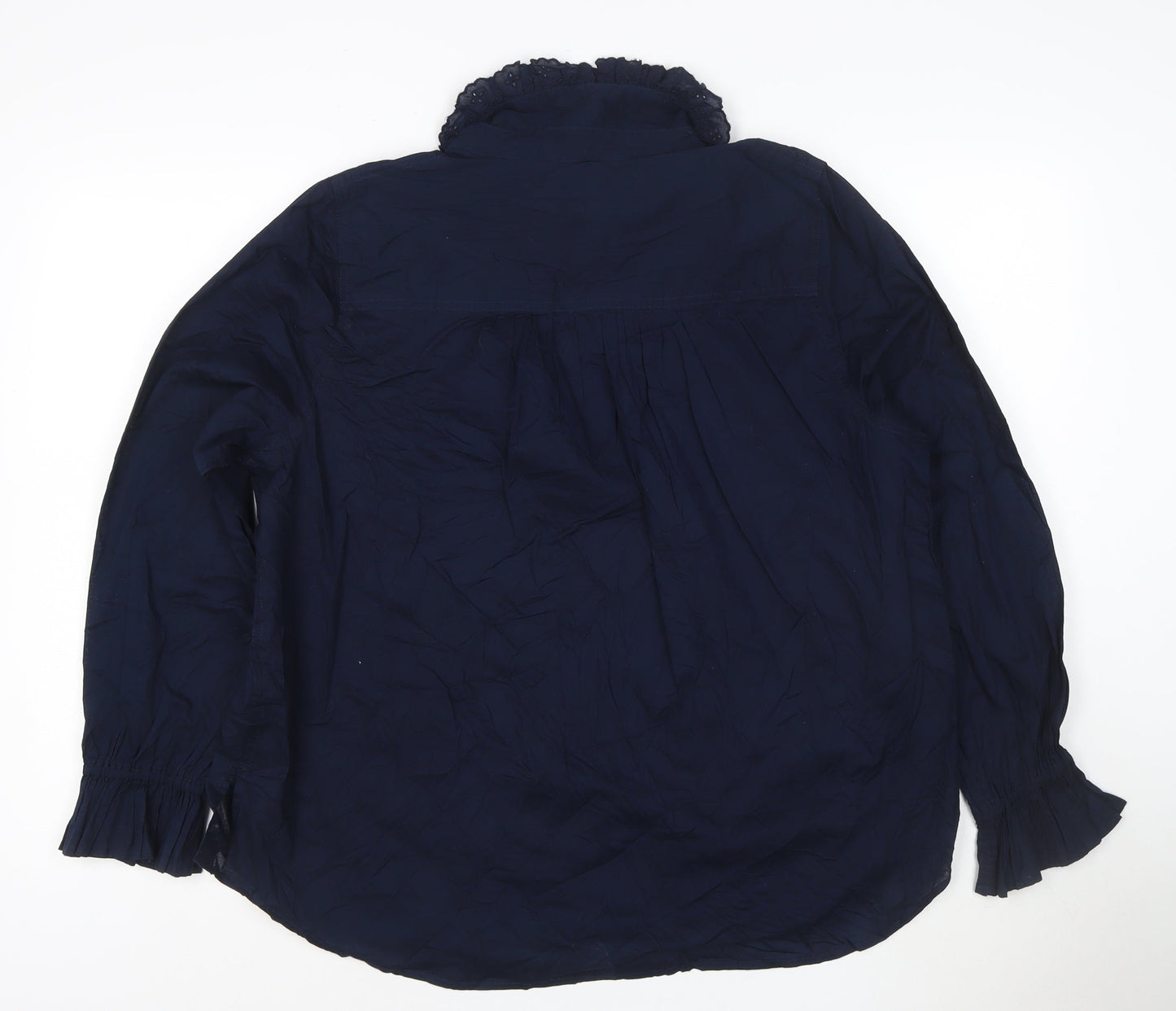 Marks and Spencer Women's Navy Long Sleeve Cotton Blouse Size 16