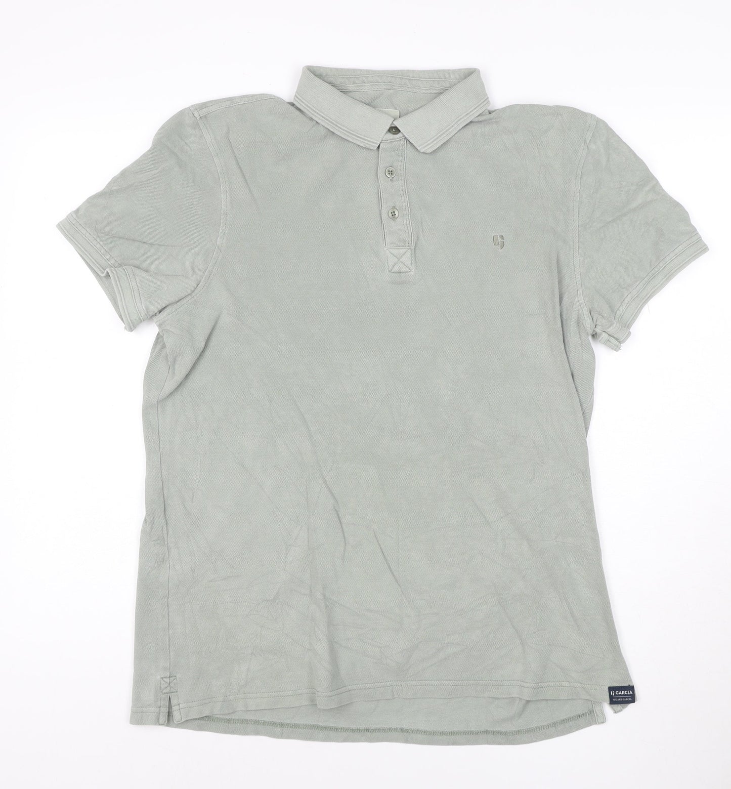 Garcia Men's Grey Cotton Polo Shirt Size L Short Sleeve Casual