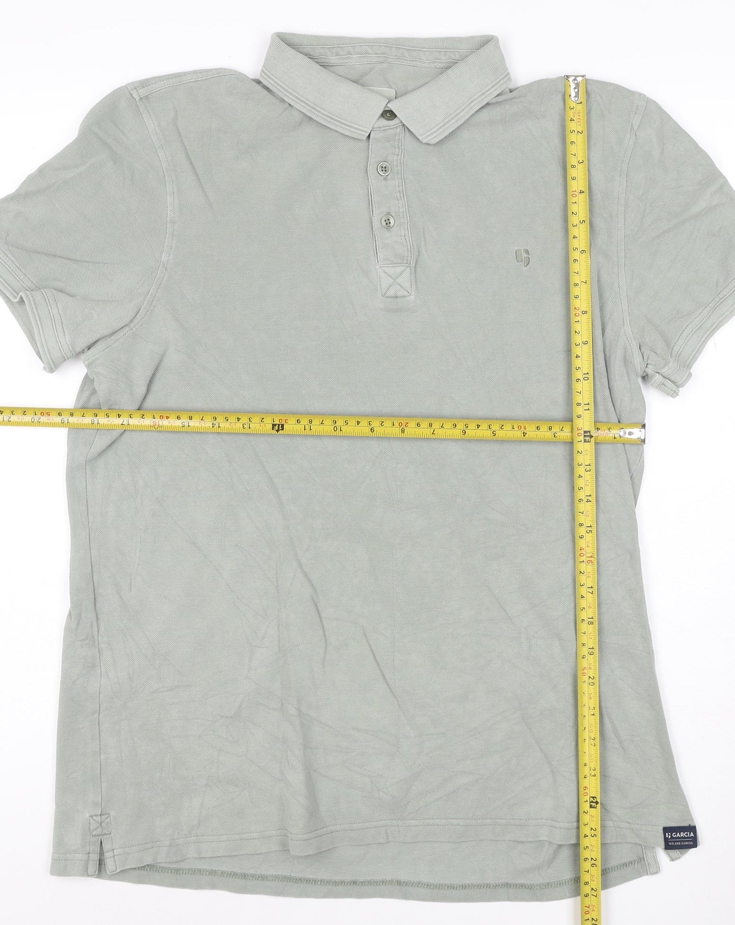 Garcia Men's Grey Cotton Polo Shirt Size L Short Sleeve Casual