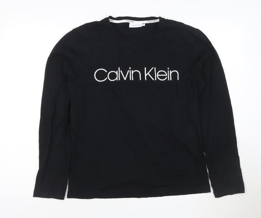 Calvin Klein Men Black Long Sleeve Cotton Logo T-Shirt M