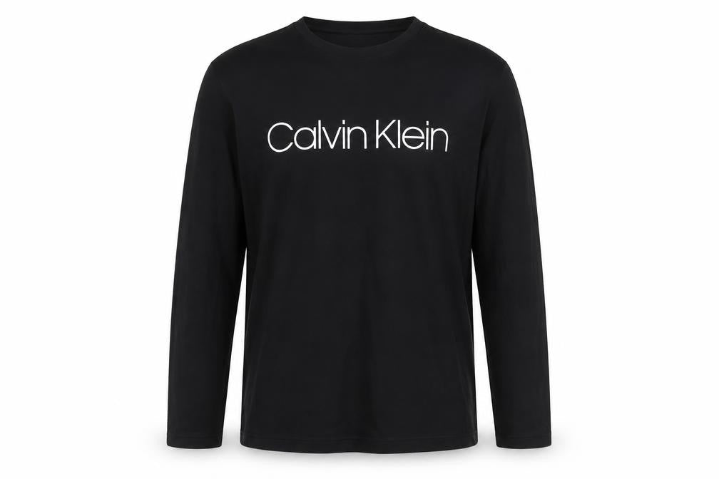 Calvin Klein Men Black Long Sleeve Cotton Logo T-Shirt M