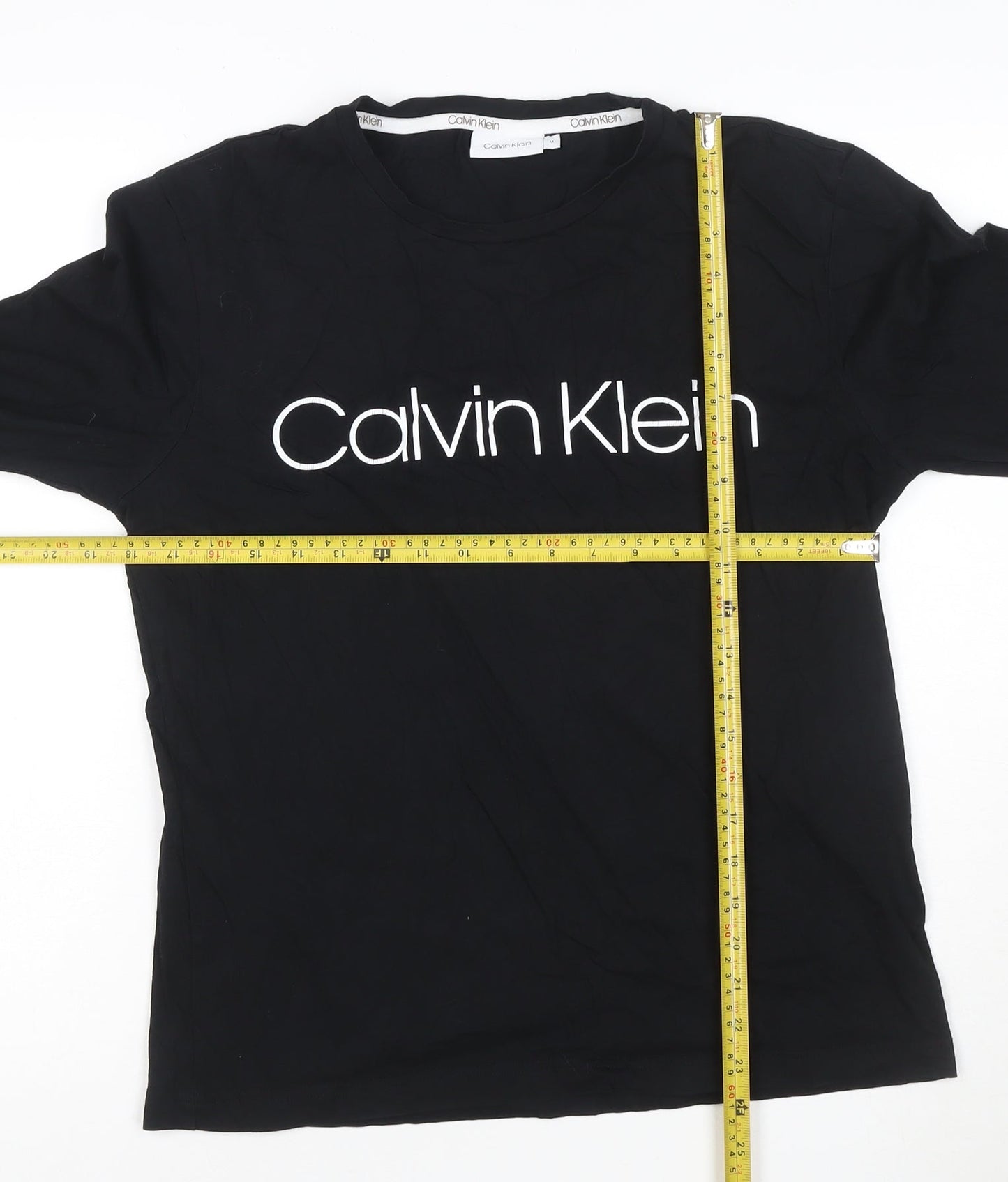 Calvin Klein Men Black Long Sleeve Cotton Logo T-Shirt M