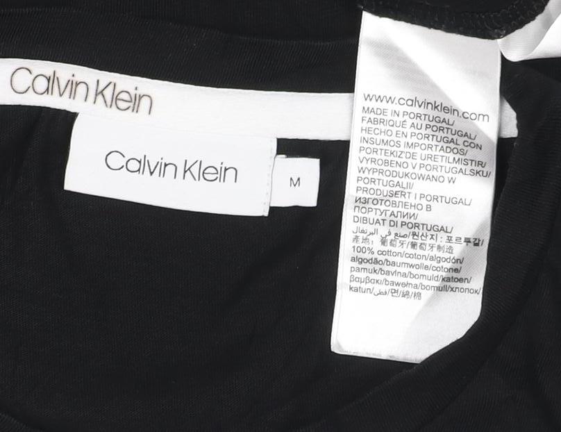 Calvin Klein Men Black Long Sleeve Cotton Logo T-Shirt M