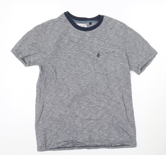 Original Penguin Men's Blue Striped Cotton Crew Neck T-Shirt M