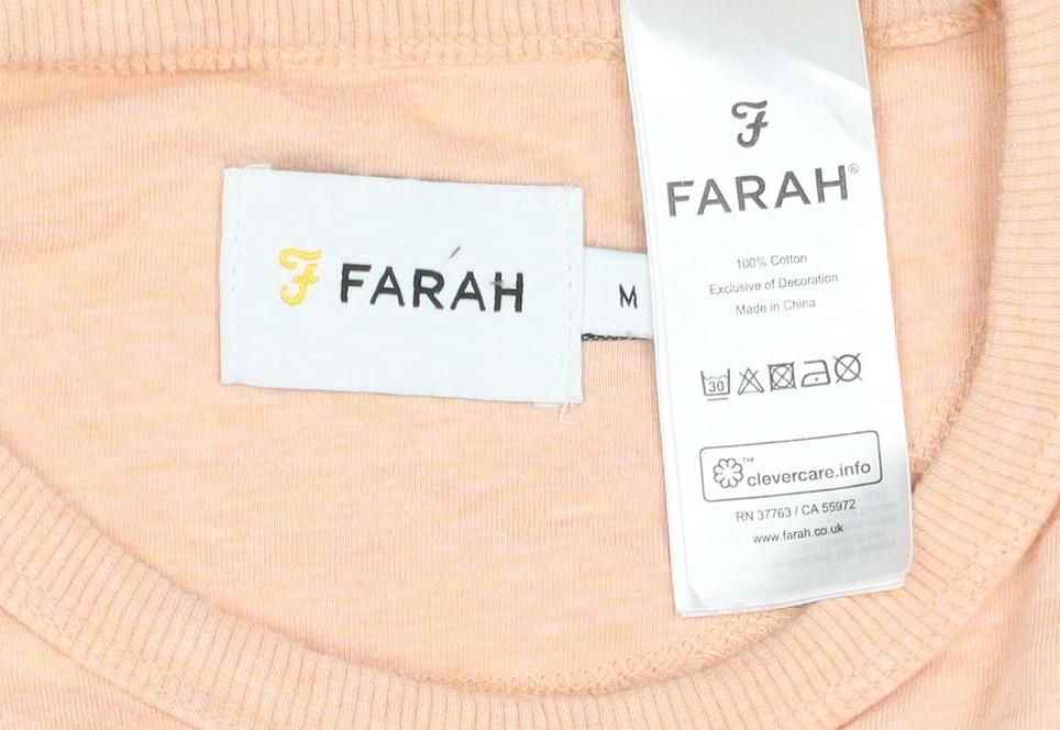 Farah Men’s Beige Cotton Crew Neck Short Sleeve T-Shirt M