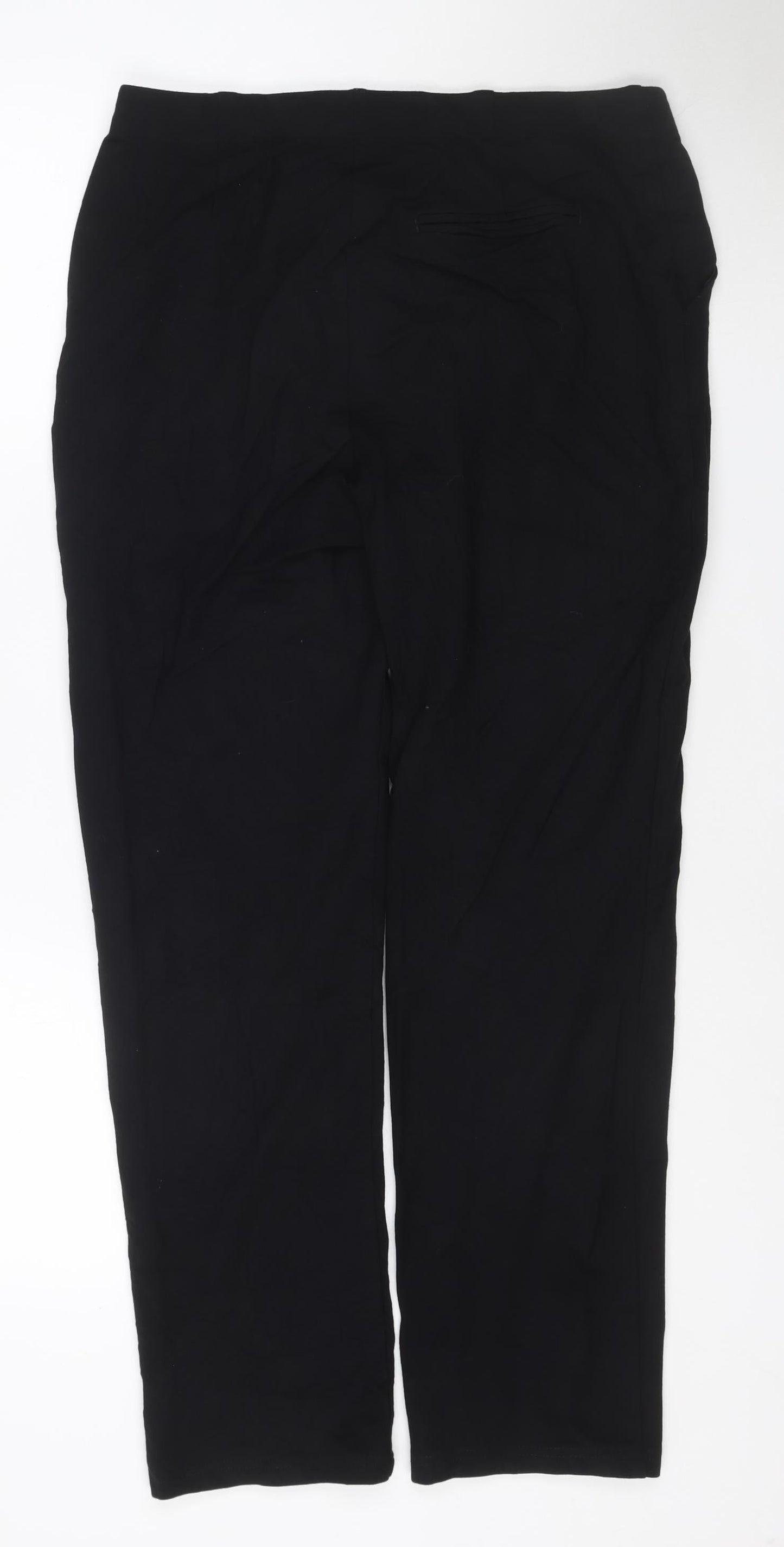 Marks and Spencer Women Black Size 14 Regular Viscose Blend Trousers