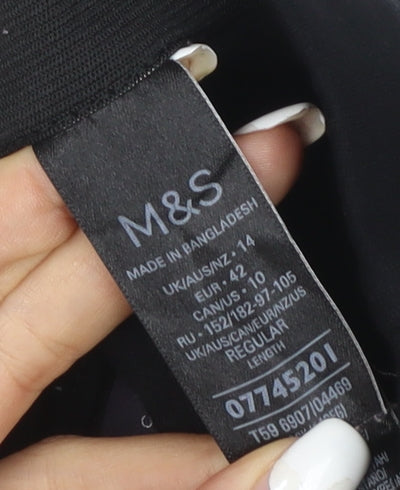 Marks and Spencer Women Black Size 14 Regular Viscose Blend Trousers