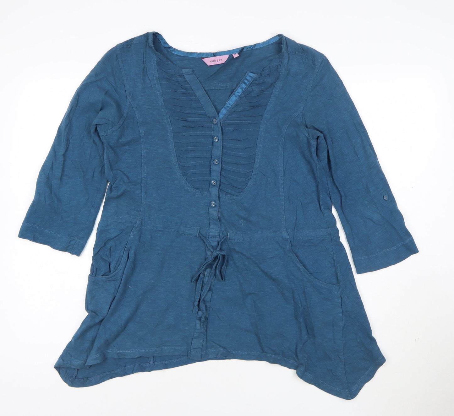 Epilogue Women's Blue Cotton Tunic Blouse Size 14