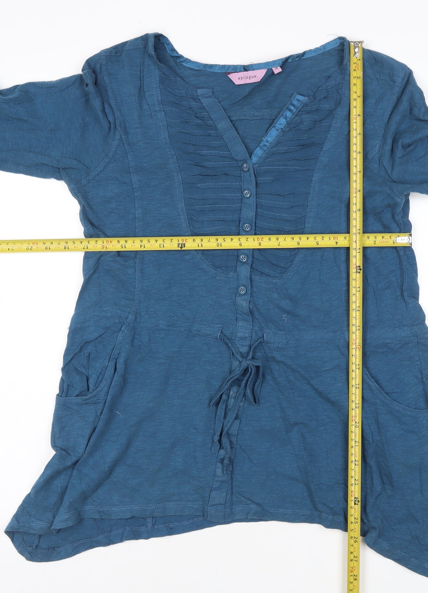 Epilogue Women's Blue Cotton Tunic Blouse Size 14