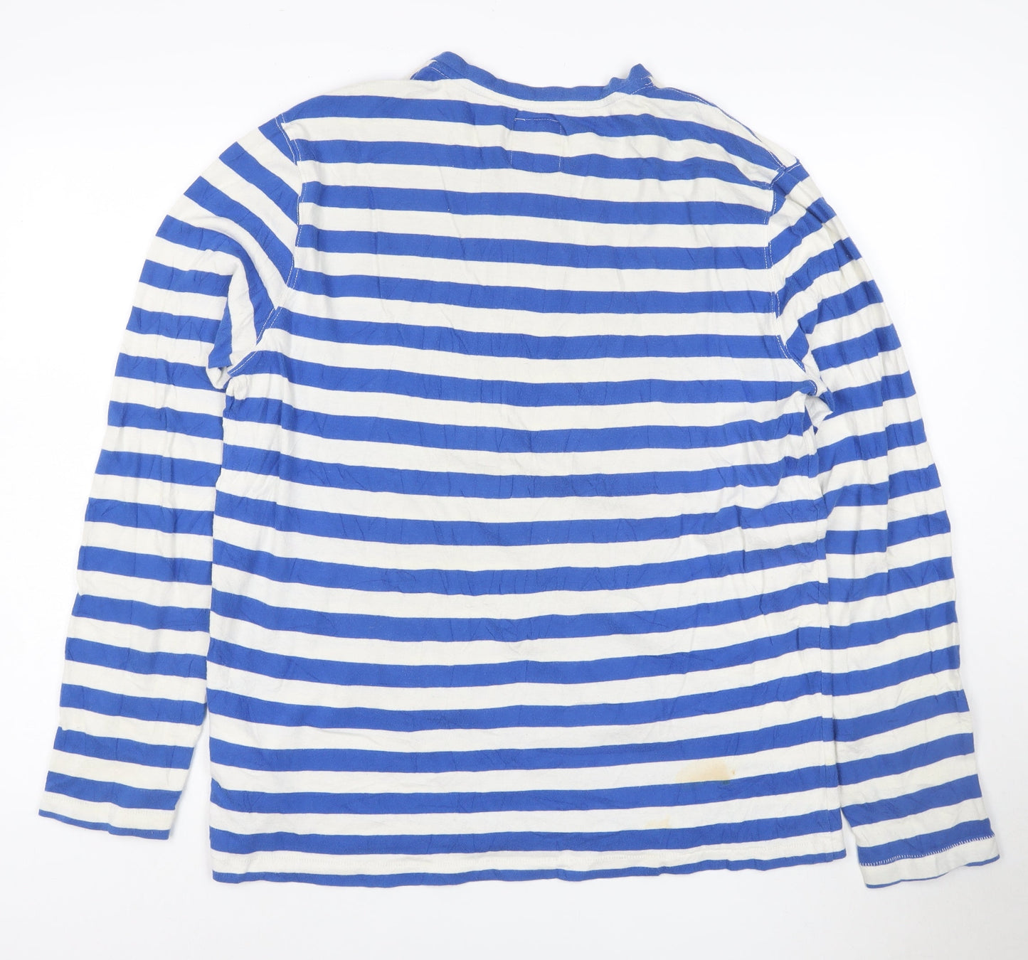 Levi's Women's Blue White Striped Henley Long Sleeve Cotton Top Size L