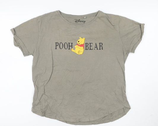 Disney Women’s Grey Pooh Bear T-Shirt Size M Cotton Crew Neck