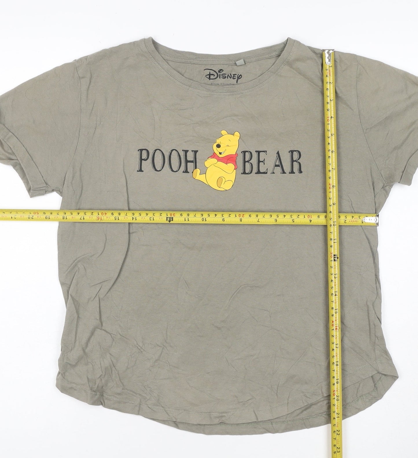 Disney Women’s Grey Pooh Bear T-Shirt Size M Cotton Crew Neck