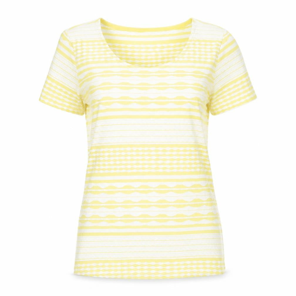 Marks & Spencer Women’s Yellow Striped Cotton T-Shirt Size 14