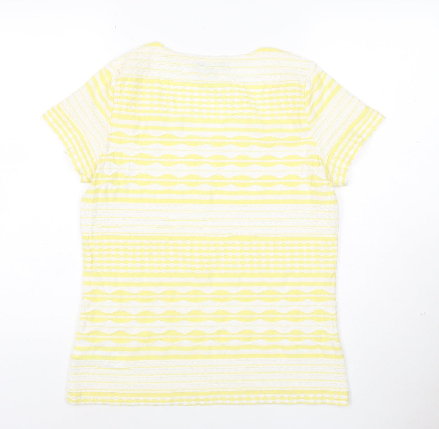 Marks and Spencer Women’s Yellow Striped Cotton T-Shirt Size 14