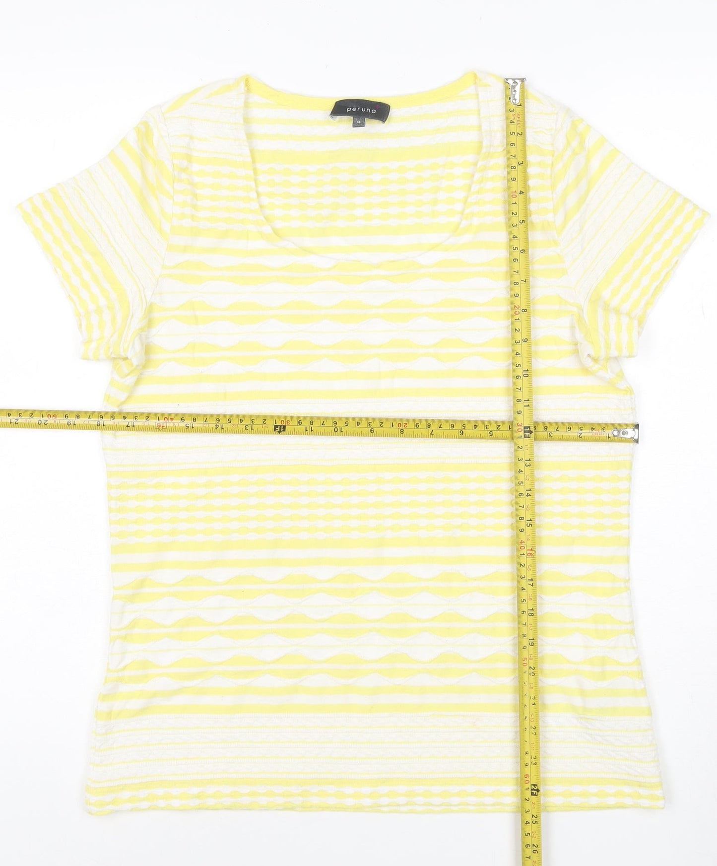 Marks and Spencer Women’s Yellow Striped Cotton T-Shirt Size 14