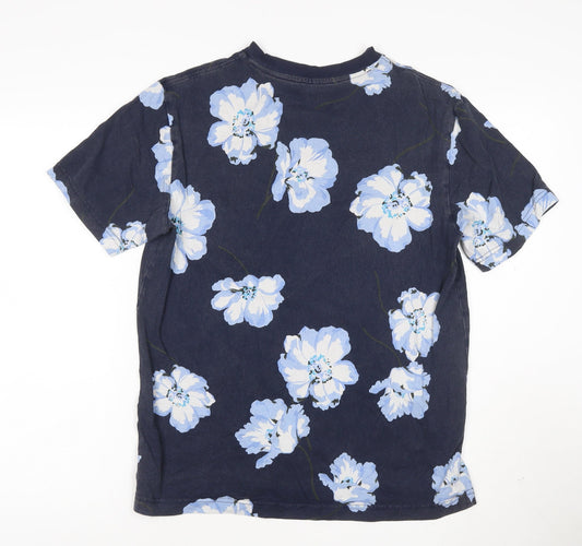 GAP Men's Blue Floral Cotton Crew Neck Short Sleeve T-Shirt Size S