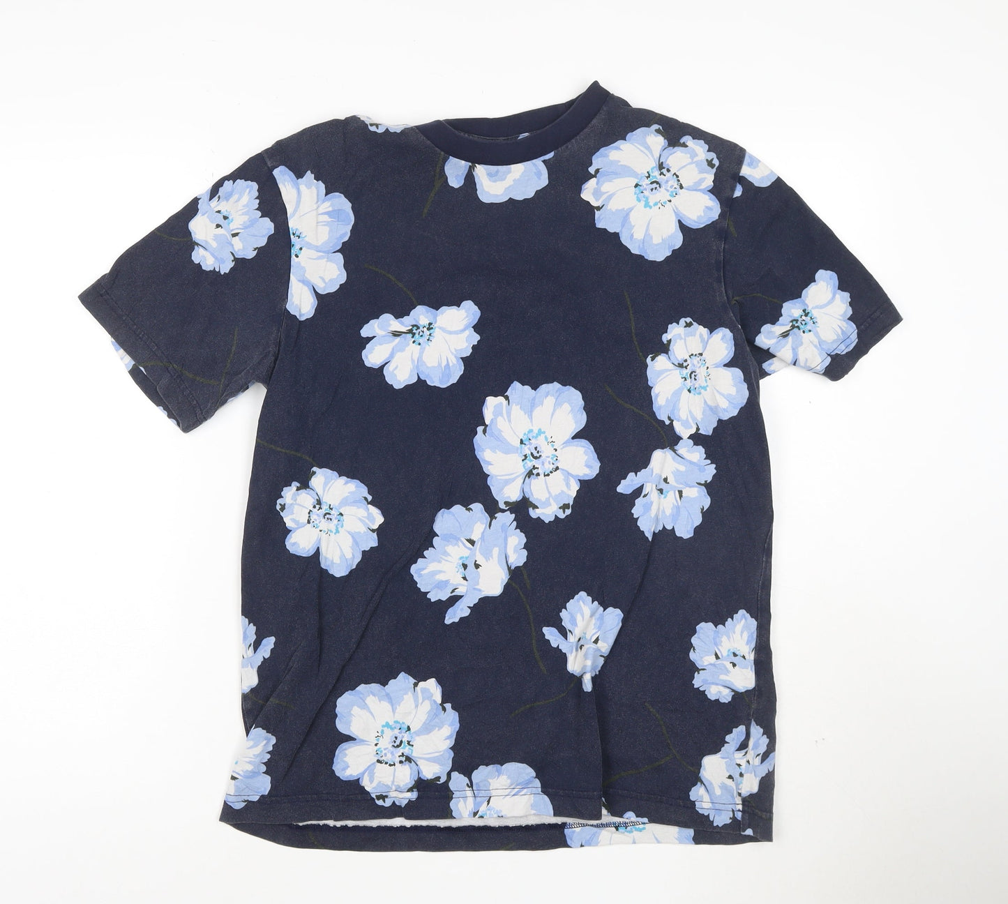 GAP Men's Blue Floral Cotton Crew Neck Short Sleeve T-Shirt Size S