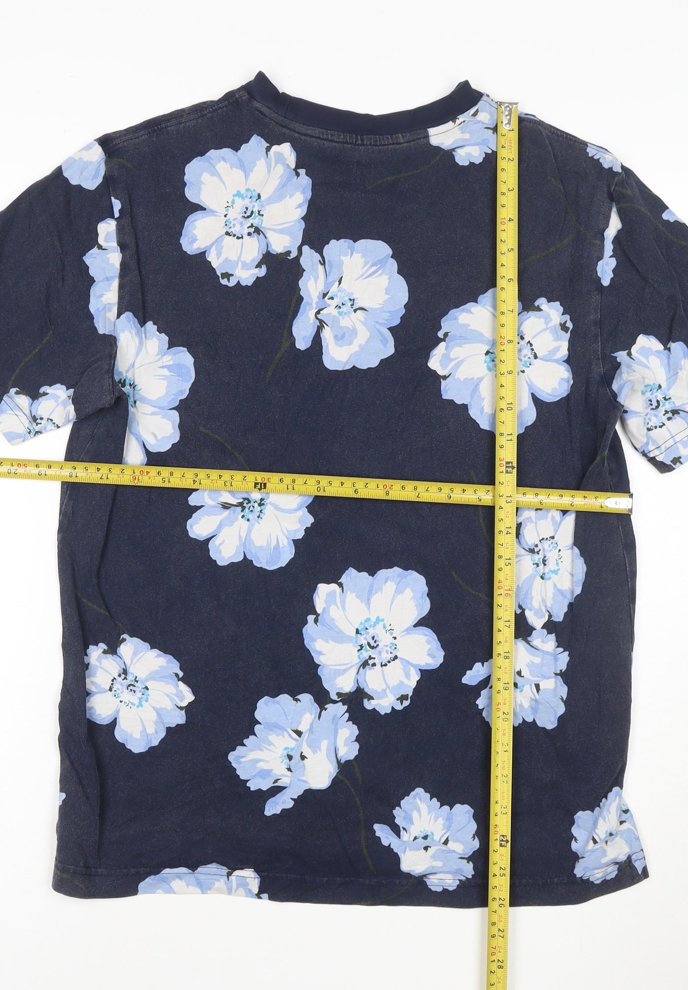 GAP Men's Blue Floral Cotton Crew Neck Short Sleeve T-Shirt Size S