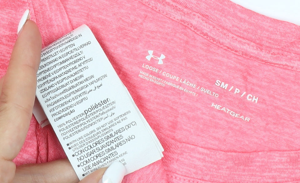 Under Armour Women Pink Loose HeatGear T-Shirt Size S