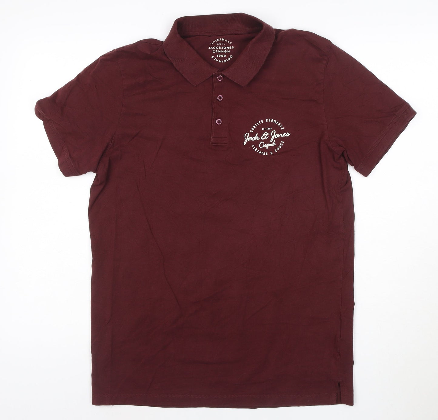 Jack & Jones Men's Brown Polo Shirt M 100% Cotton Casual Logo Top
