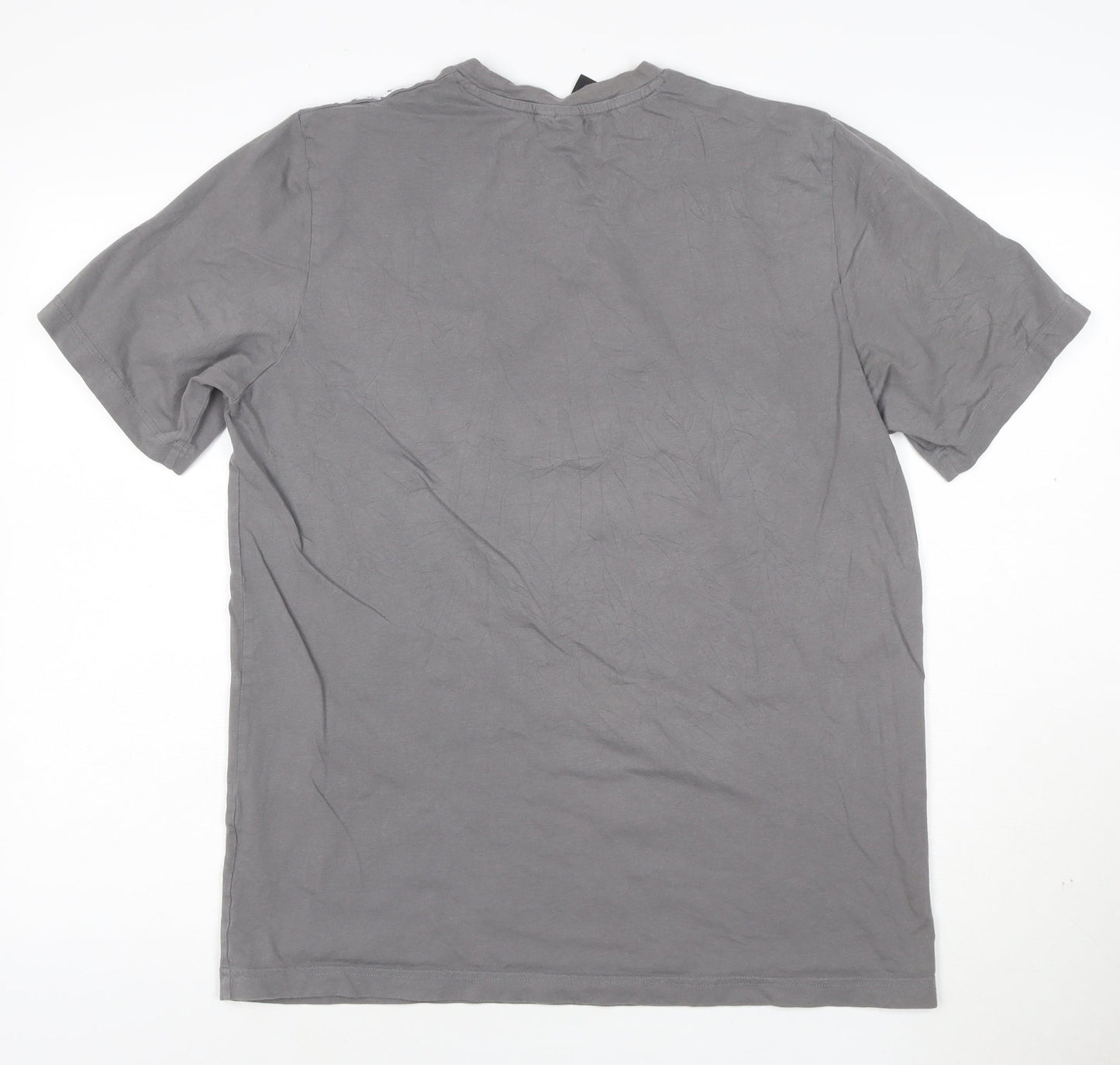 adidas Mens Grey Cotton Crew Neck Short Sleeve Sports T-Shirt Size L