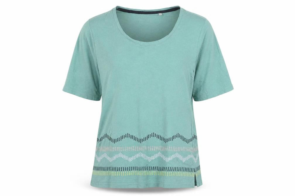 Weird Fish Womens Blue Size 12 Organic Cotton Linen T-Shirt