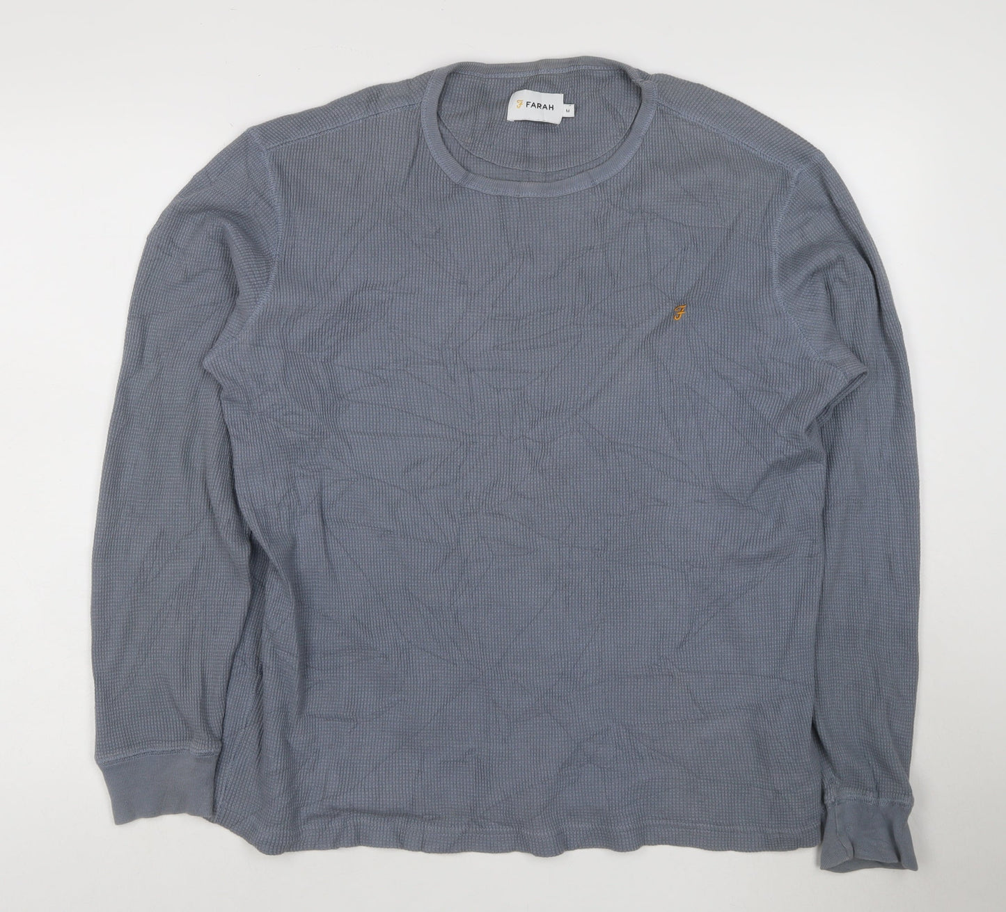 Farah Men's Blue Cotton Long Sleeve Crew Neck Pullover Sweatshirt M
