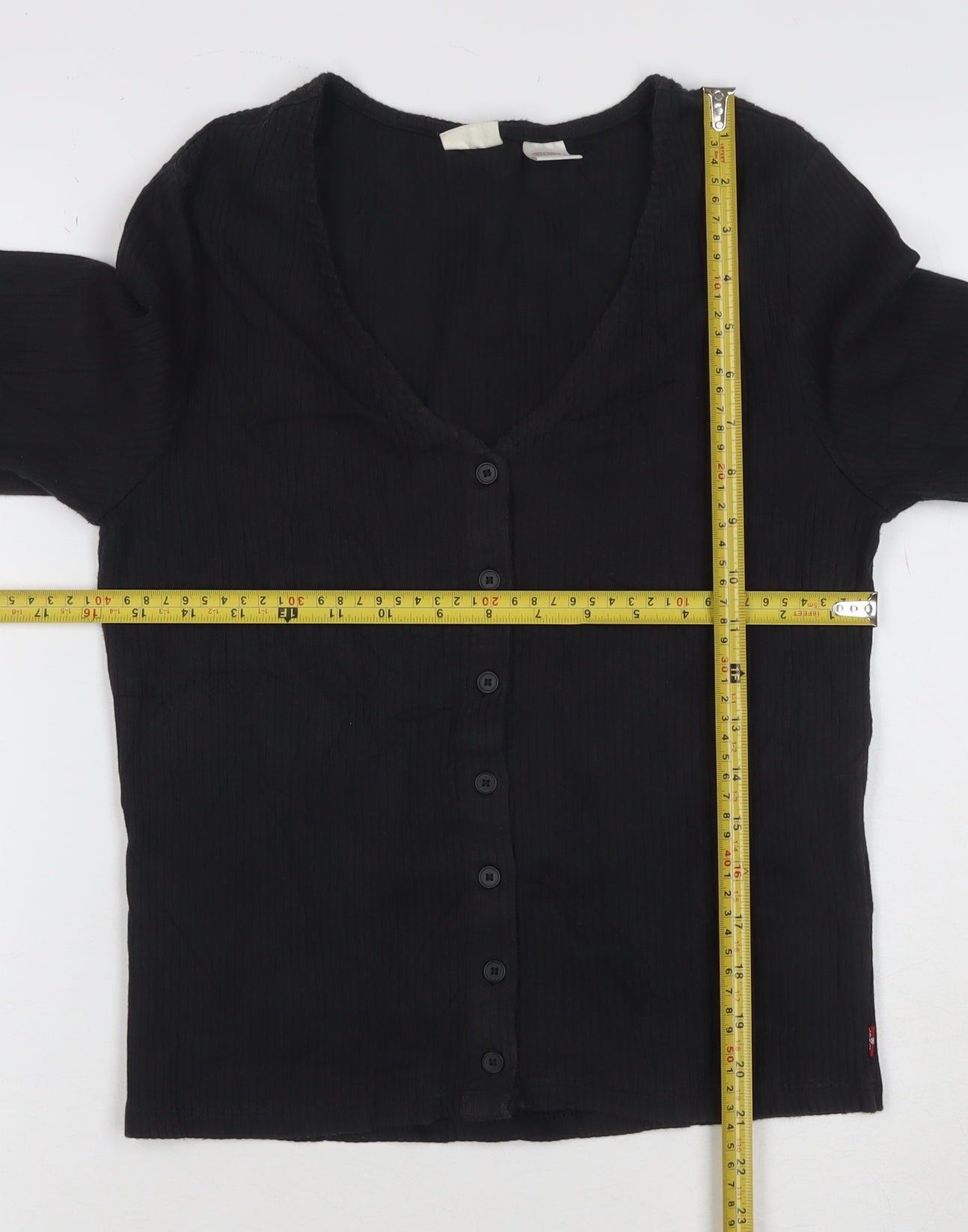 Levi's Women's Black V-Neck Long Sleeve Button-Up Top Size M