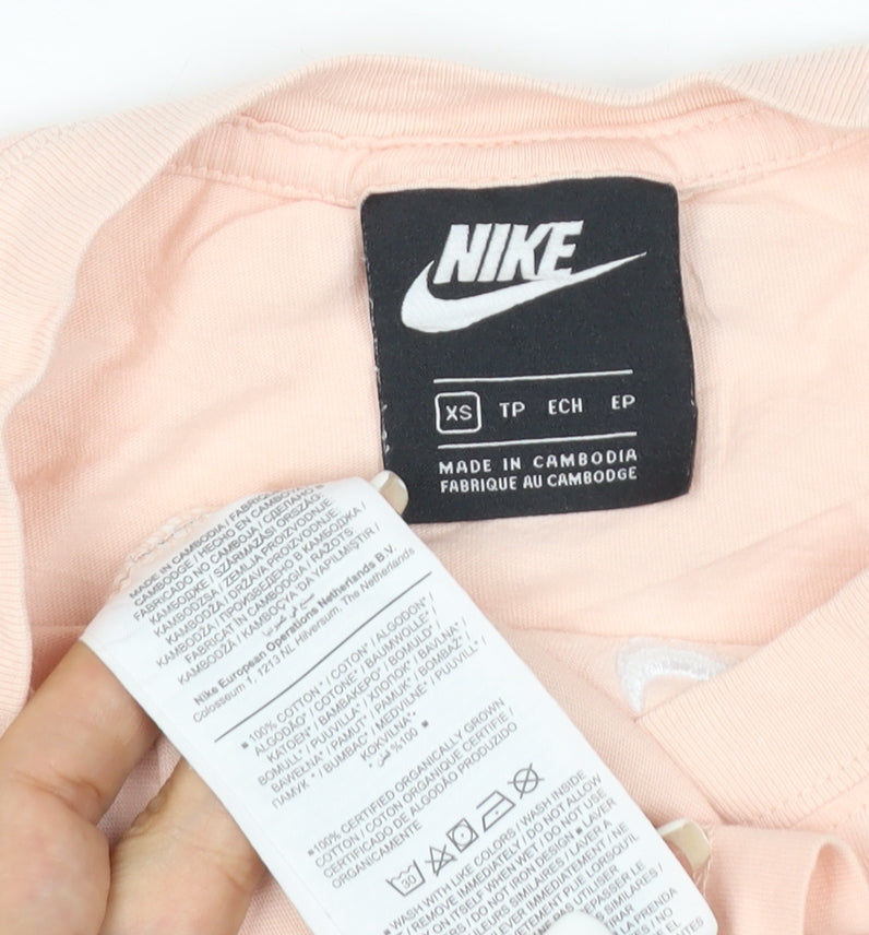Nike Women's Pink XS Basic Cotton Crew Neck T-Shirt