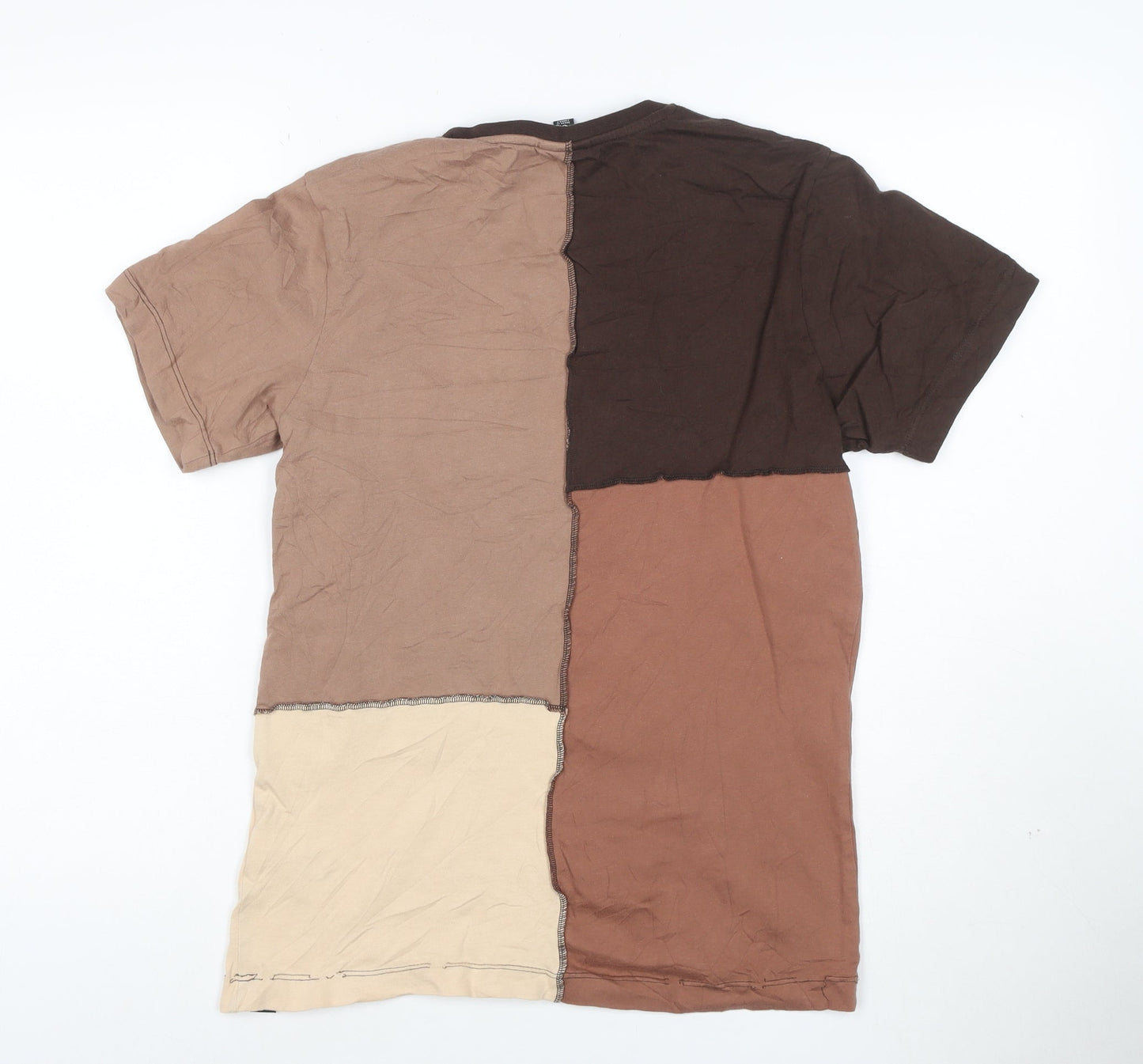 Ellesse Women's Brown Colourblock Cotton T-Shirt UK 8